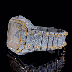 Iced Out Stainless Steel VVS Moissanite Diamond Bust Down Watch